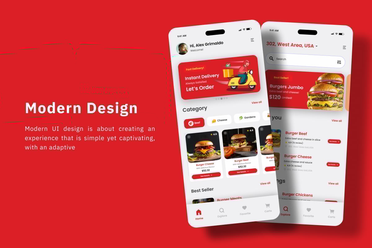 电商购物App界面设计模板 Bur Kings – E-Commerce Mobile App插图1 电商购物App界面设计模板 Bur Kings - E-Commerce Mobile App