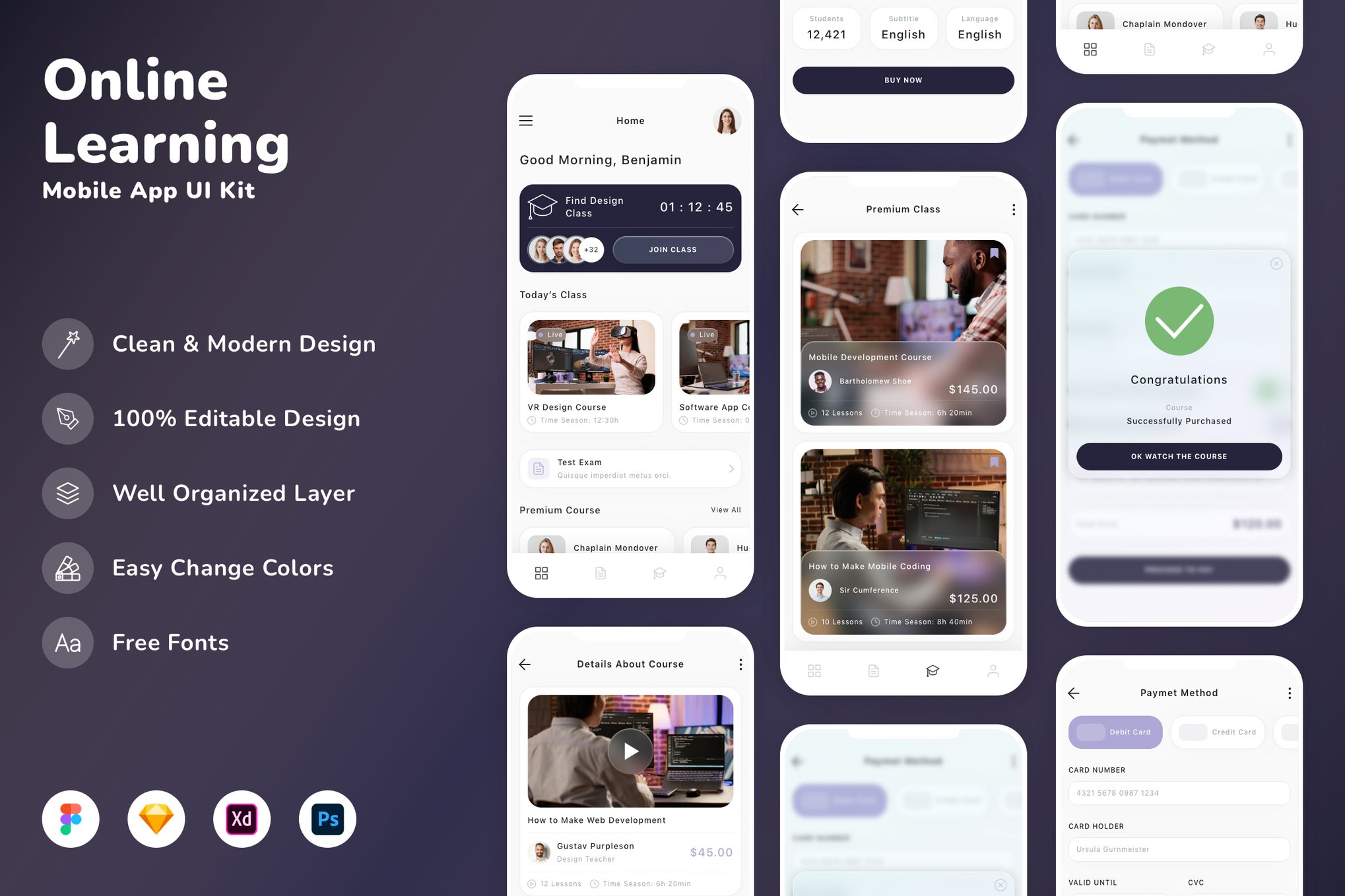 在线学习App界面设计模板 Online Learning Mobile App UI Kit插图 在线学习App界面设计模板 Online Learning Mobile App UI Kit