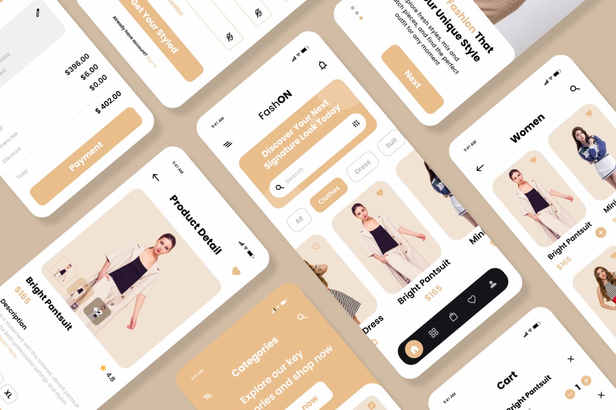 时尚购物App UI界面设计套件 Fashon – Fashion Mobile App插图4 时尚购物App UI界面设计套件 Fashon - Fashion Mobile App