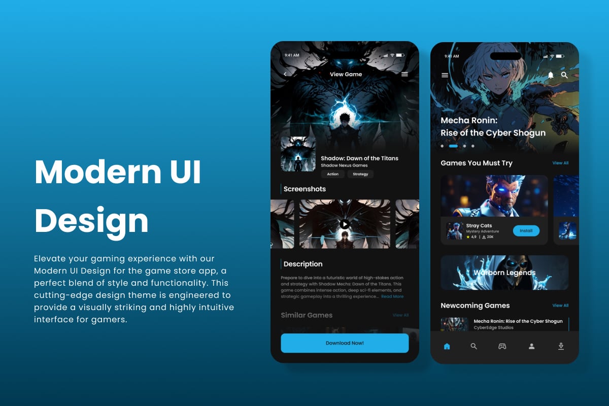 游戏商店App移动应用UI套件 EchoSphere – Game Store Mobile App插图1 游戏商店App移动应用UI套件 EchoSphere - Game Store Mobile App