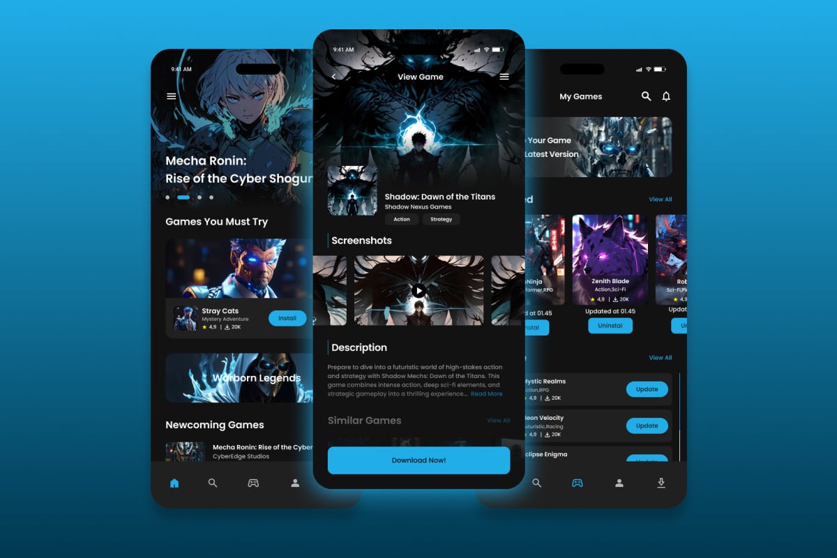 游戏商店App移动应用UI套件 EchoSphere – Game Store Mobile App插图2 游戏商店App移动应用UI套件 EchoSphere - Game Store Mobile App