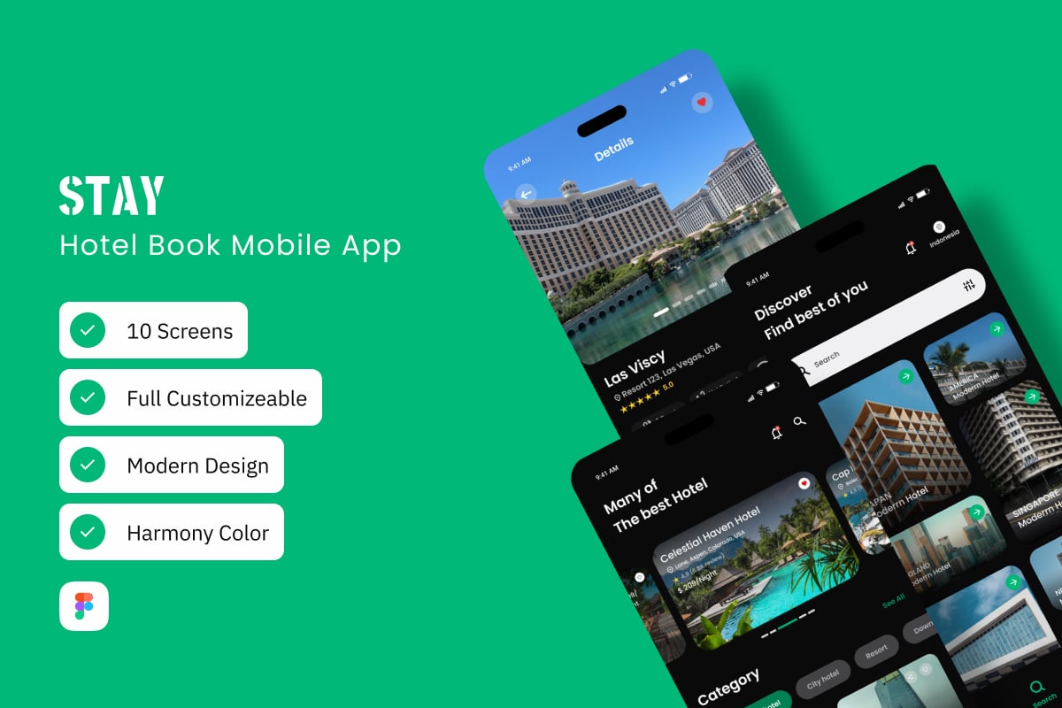 酒店预订App界面设计模板 Stay – Hotel Book Mobile App插图 酒店预订App界面设计模板 Stay - Hotel Book Mobile App