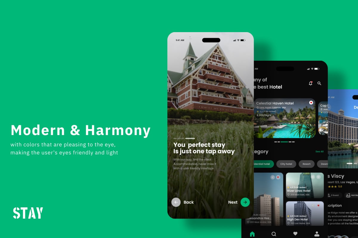 酒店预订App界面设计模板 Stay – Hotel Book Mobile App插图1 酒店预订App界面设计模板 Stay - Hotel Book Mobile App