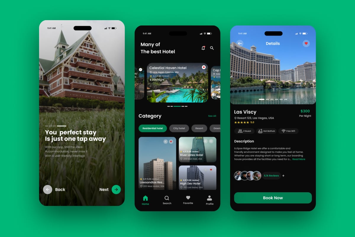 酒店预订App界面设计模板 Stay – Hotel Book Mobile App插图2 酒店预订App界面设计模板 Stay - Hotel Book Mobile App
