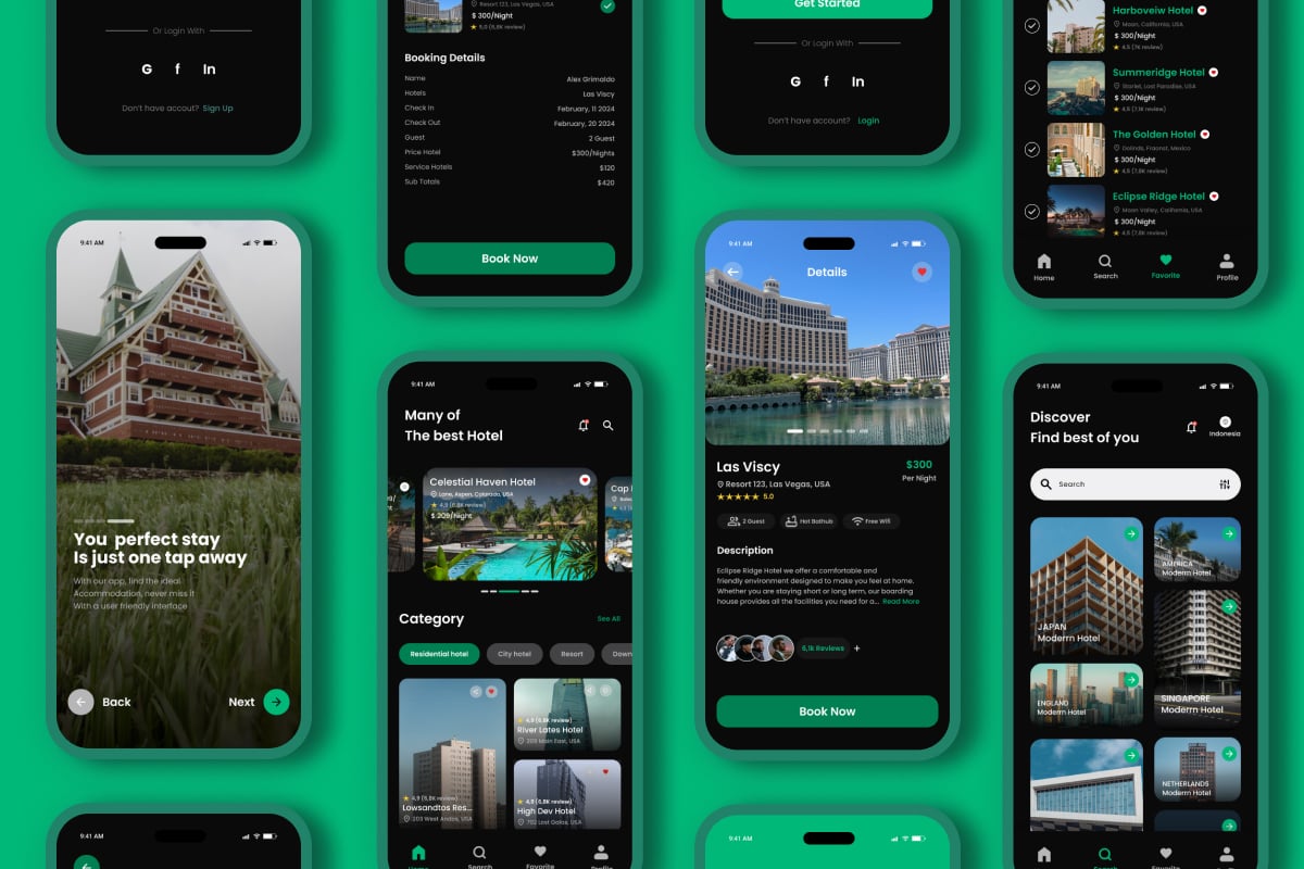 酒店预订App界面设计模板 Stay – Hotel Book Mobile App插图4 酒店预订App界面设计模板 Stay - Hotel Book Mobile App