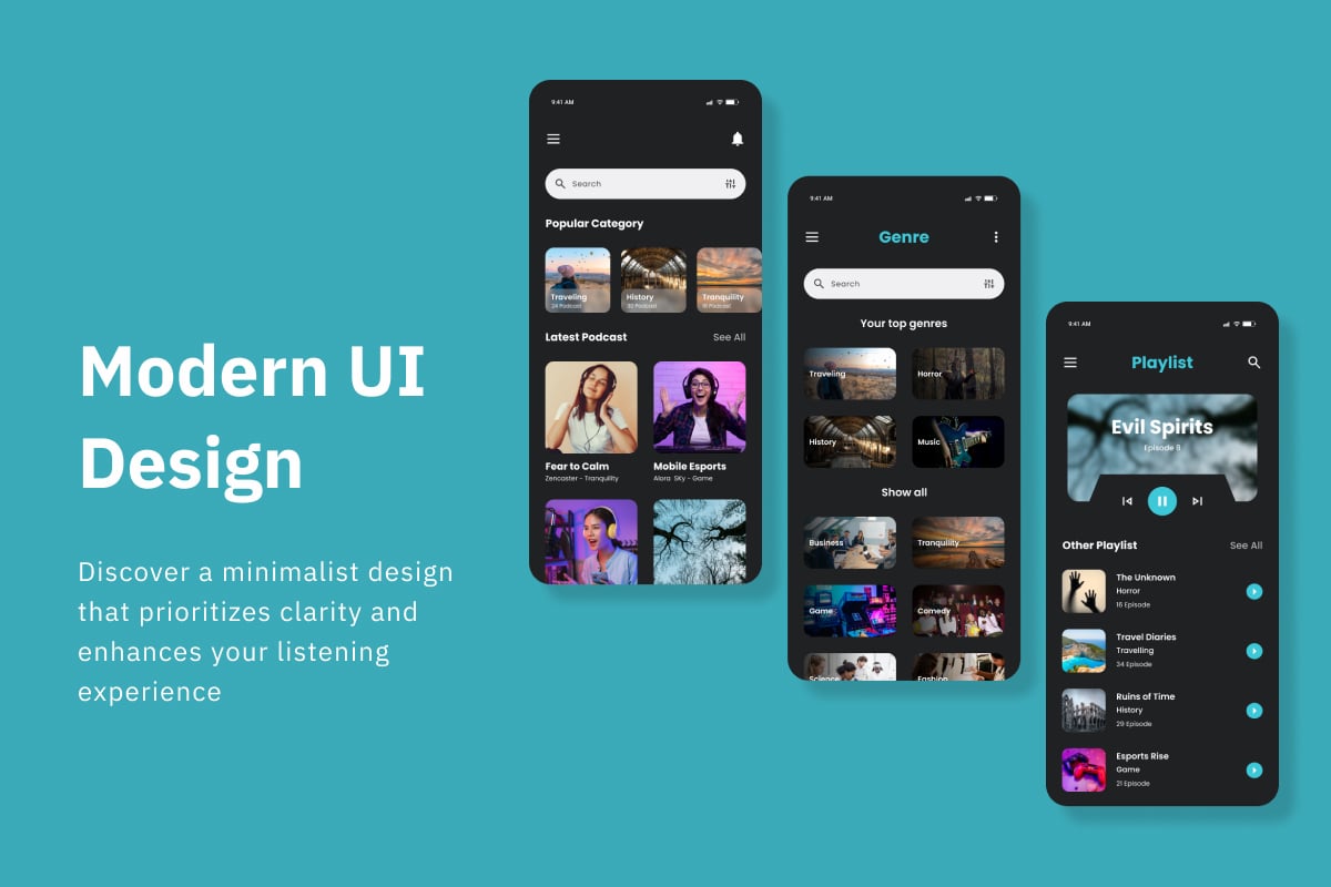 播客应用UI界面设计套件 SonicSync – Podcast Mobile App UI Kit插图1 播客应用UI界面设计套件 SonicSync - Podcast Mobile App UI Kit