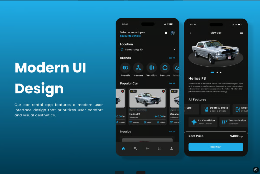 租车服务App界面设计模板 SwiftRides – Car Rental Mobile App插图1 租车服务App界面设计模板 SwiftRides - Car Rental Mobile App