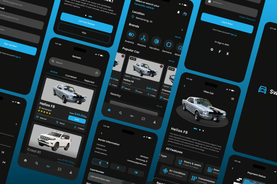 租车服务App界面设计模板 SwiftRides – Car Rental Mobile App插图4 租车服务App界面设计模板 SwiftRides - Car Rental Mobile App