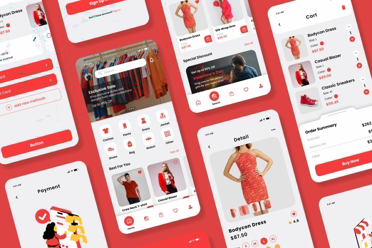 时尚购物App界面UI设计模板 Stylon – Fashion Mobile App插图4 时尚购物App界面UI设计模板 Stylon - Fashion Mobile App