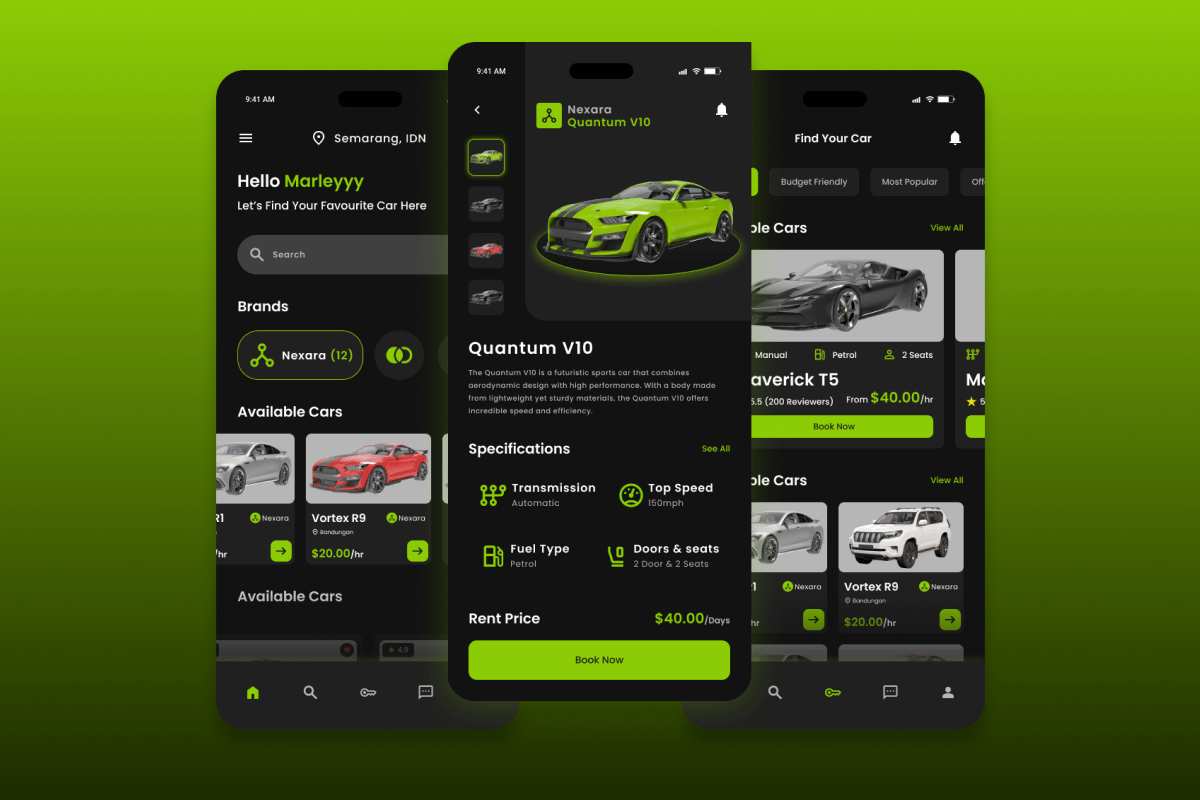 汽车租赁App界面UX设计模板 VroomNest – Car Rental Mobile App插图2 汽车租赁App界面UX设计模板 VroomNest - Car Rental Mobile App