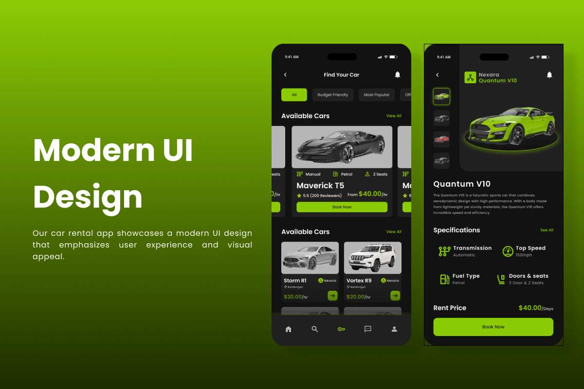 汽车租赁App界面UX设计模板 VroomNest – Car Rental Mobile App插图1 汽车租赁App界面UX设计模板 VroomNest - Car Rental Mobile App