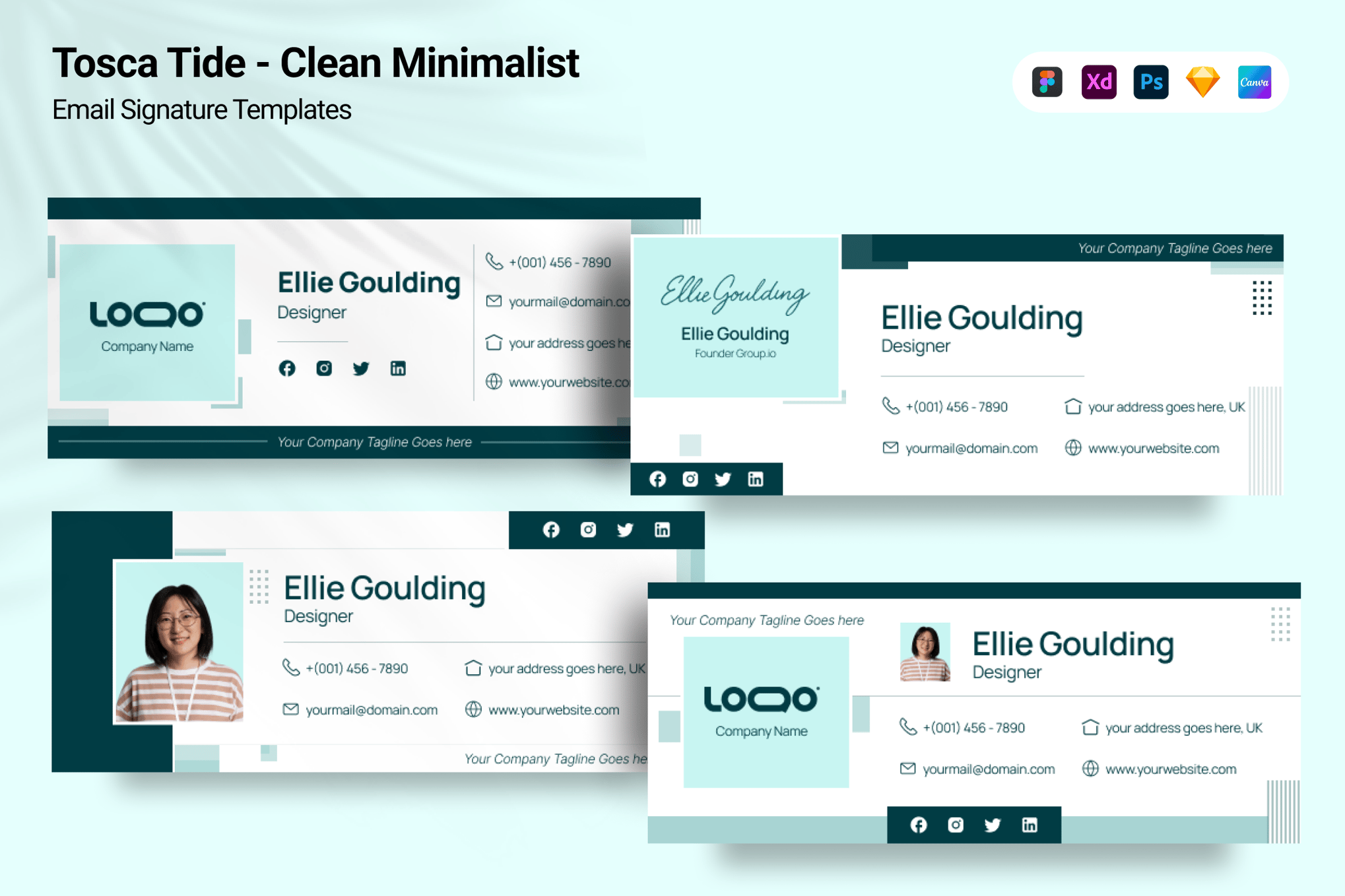 企业邮箱签名模板设计 Tosca Tide – Corporate Email Signature Template插图 企业邮箱签名模板设计 Tosca Tide – Corporate Email Signature Template