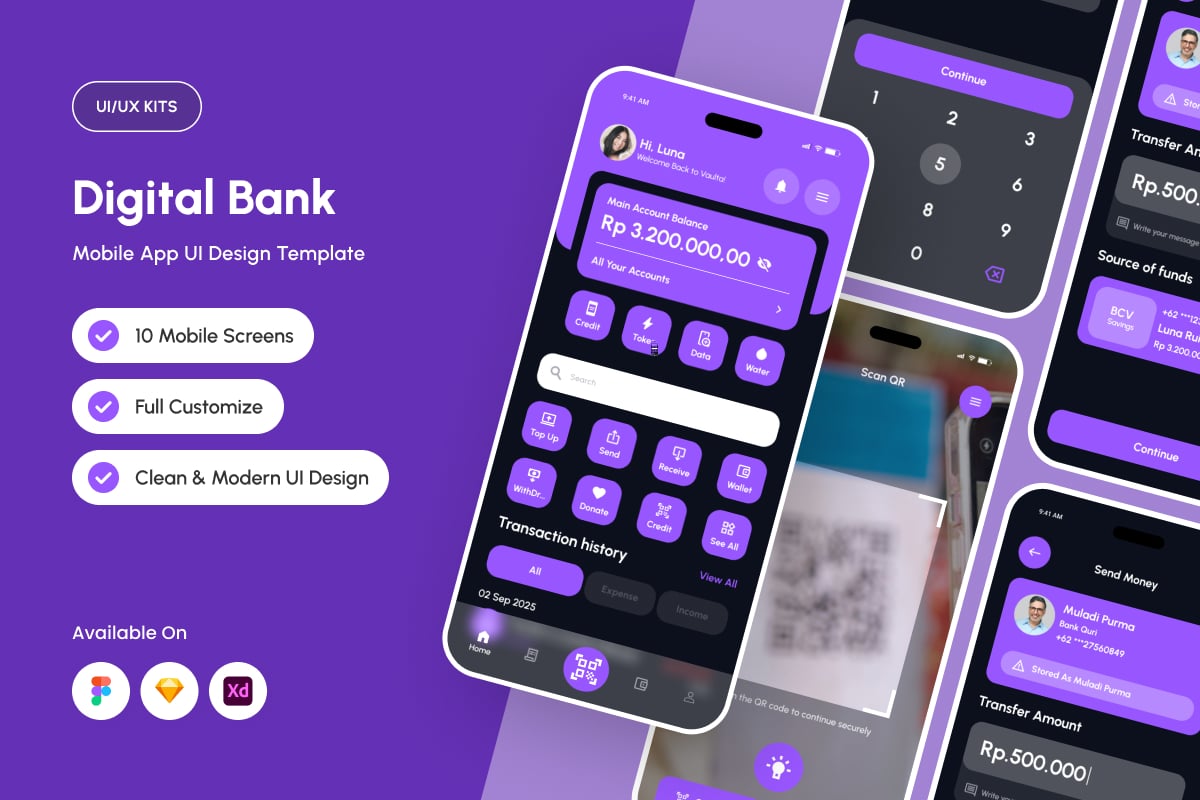 安全银行App界面UI设计套件 Vaulta – Secure Banking UI Kit插图 安全银行App界面UI设计套件 Vaulta – Secure Banking UI Kit