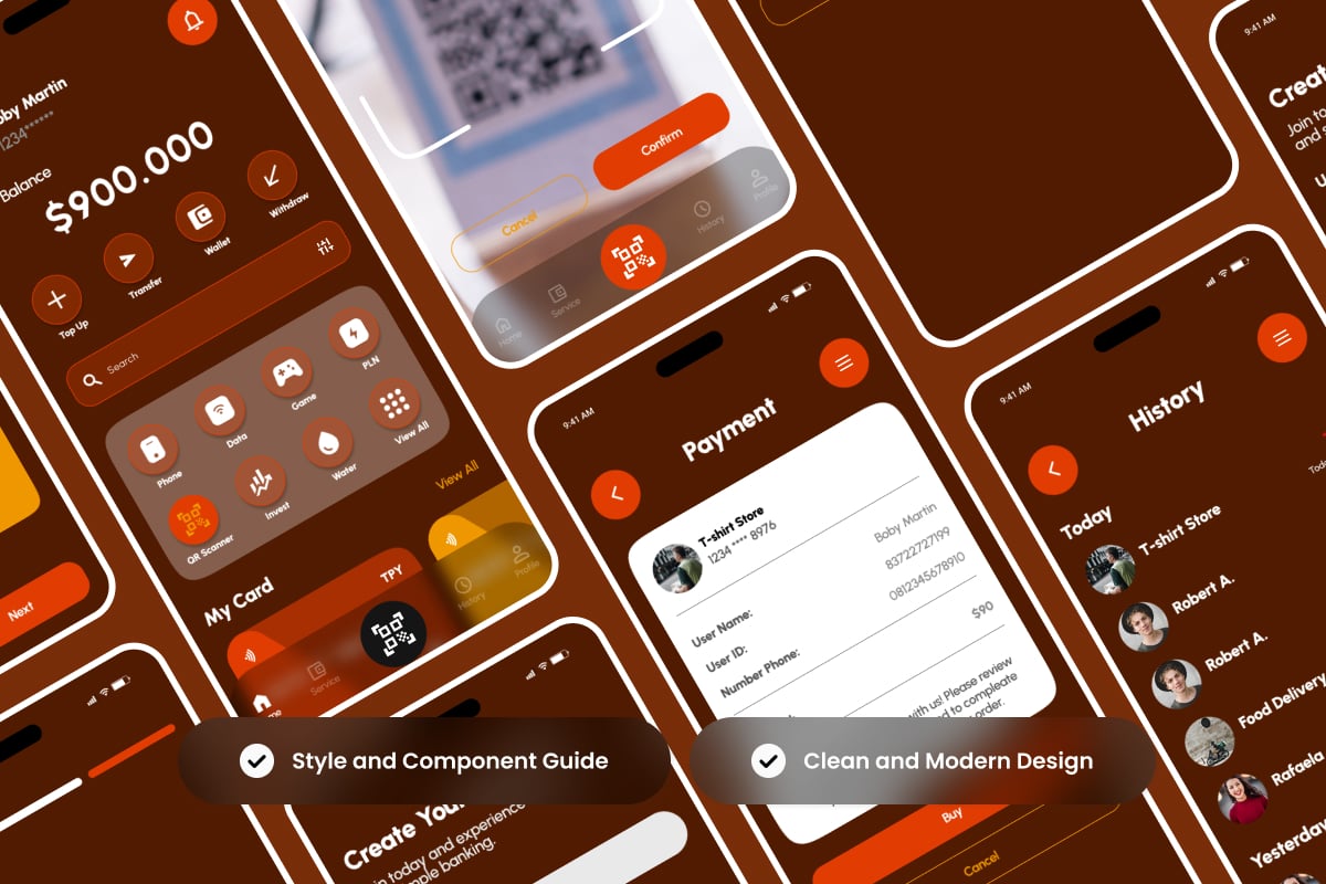 移动支付App应用UI界面设计套件 ThreePay – Mobile Payment UI Kit插图4 移动支付App应用UI界面设计套件 ThreePay – Mobile Payment UI Kit