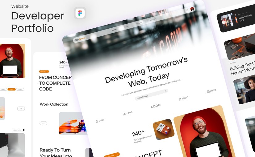 开发者作品集网站UI设计模板 DevSphere – Developer Portfolio Website
