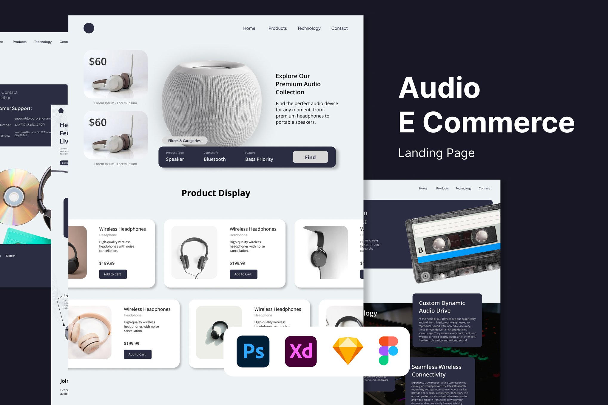 音频设备电子商务着陆页设计模板 IB – Audio E Commerce Landing Page插图 音频设备电子商务着陆页设计模板 IB - Audio E Commerce Landing Page