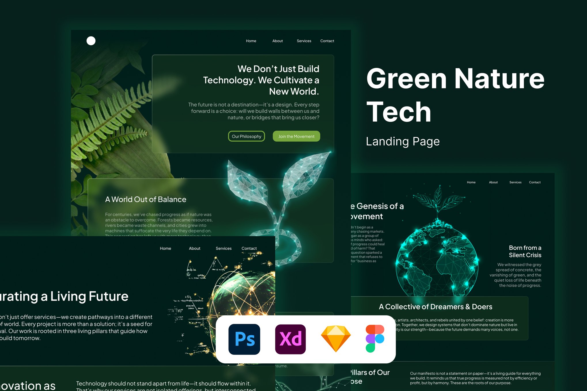 绿色科技网站UI设计模板 IB – Green Tech Website Template插图 绿色科技网站UI设计模板 IB - Green Tech Website Template