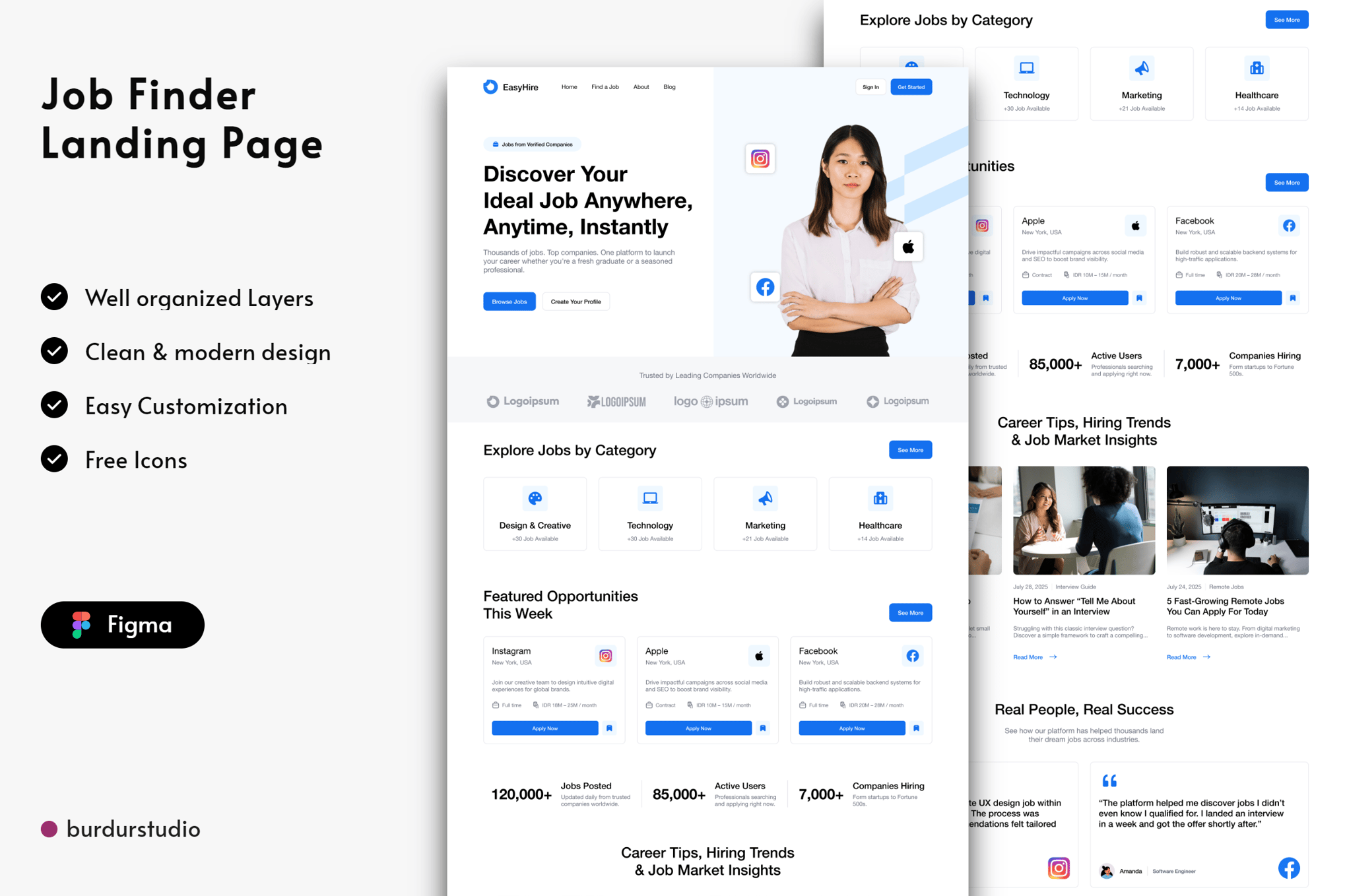 求职招聘平台网站着陆页设计模板 Job Finder Landing Page插图 求职招聘平台网站着陆页设计模板 Job Finder Landing Page