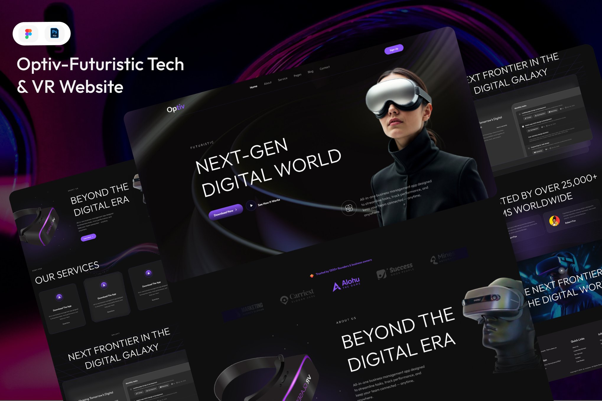 未来科技与虚拟现实网站UI设计模板 Optiv-Futuristic Tech & VR Website插图 未来科技与虚拟现实网站UI设计模板 Optiv-Futuristic Tech & VR Website