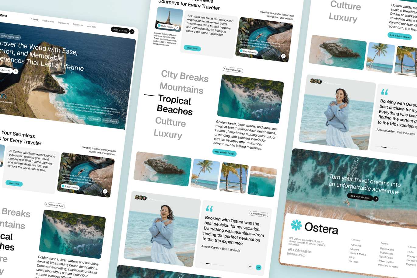 旅游预订服务网站着陆页设计模板 Ostera – Travel Booking Landing Page插图1 旅游预订服务网站着陆页设计模板 Ostera – Travel Booking Landing Page