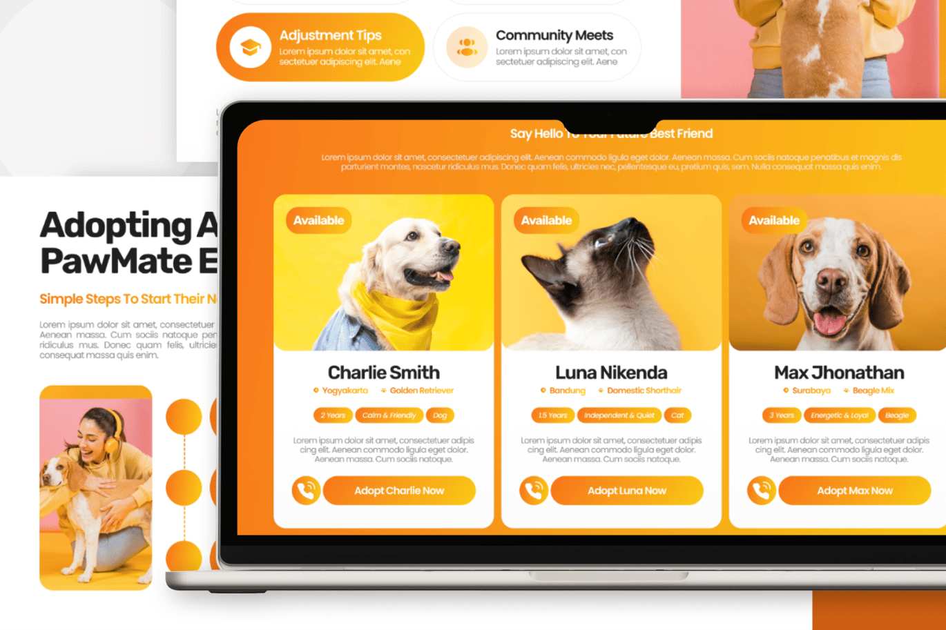 宠物护理与领养平台网站着陆页设计模板 Pet Care & Adoption Platform Landing Page插图1 宠物护理与领养平台网站着陆页设计模板 Pet Care & Adoption Platform Landing Page