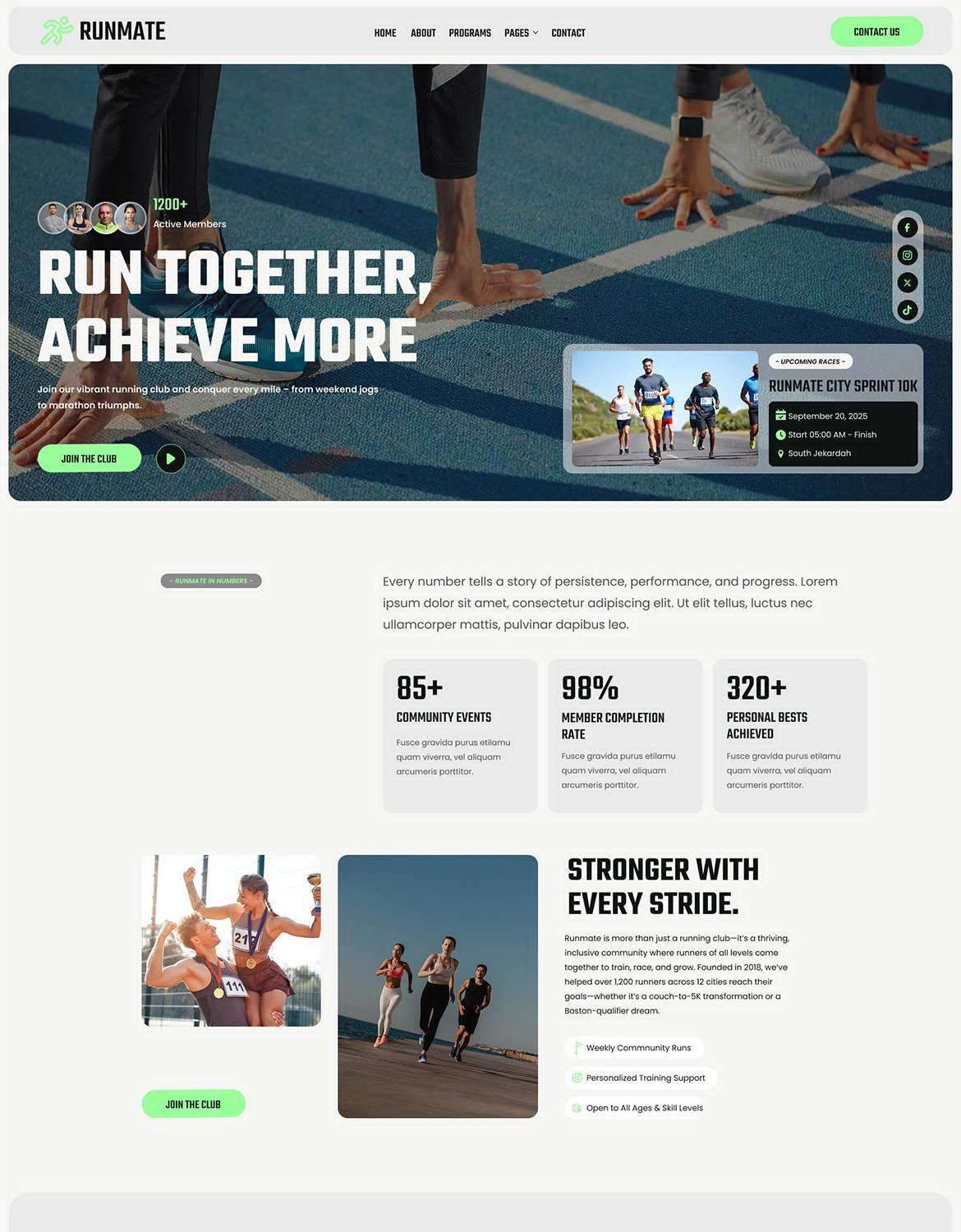 马拉松跑步俱乐部与运动网站UI模板 Runmate – Marathon Running Club & Sport插图1 马拉松跑步俱乐部与运动网站UI模板 Runmate - Marathon Running Club & Sport