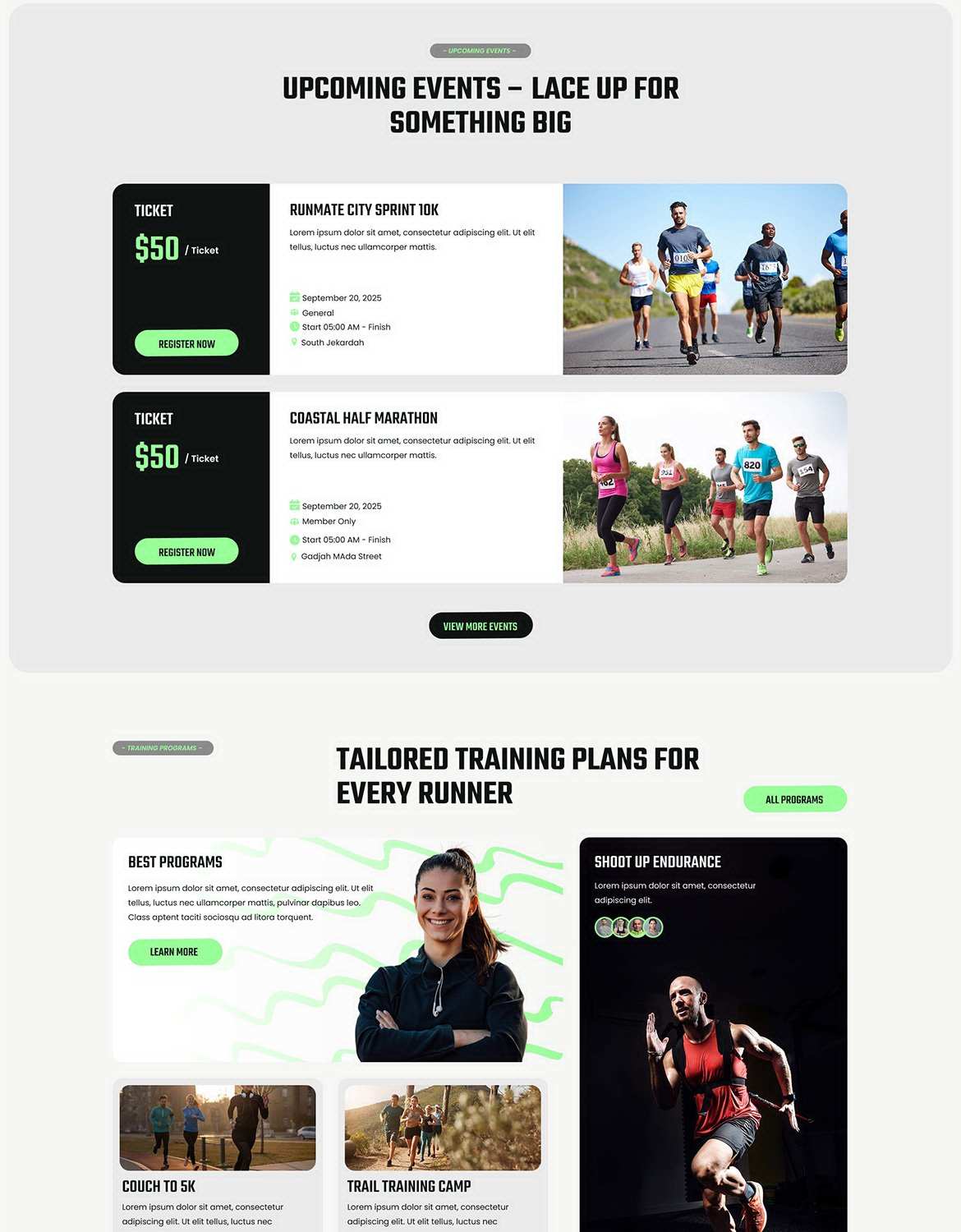 马拉松跑步俱乐部与运动网站UI模板 Runmate – Marathon Running Club & Sport插图3 马拉松跑步俱乐部与运动网站UI模板 Runmate - Marathon Running Club & Sport