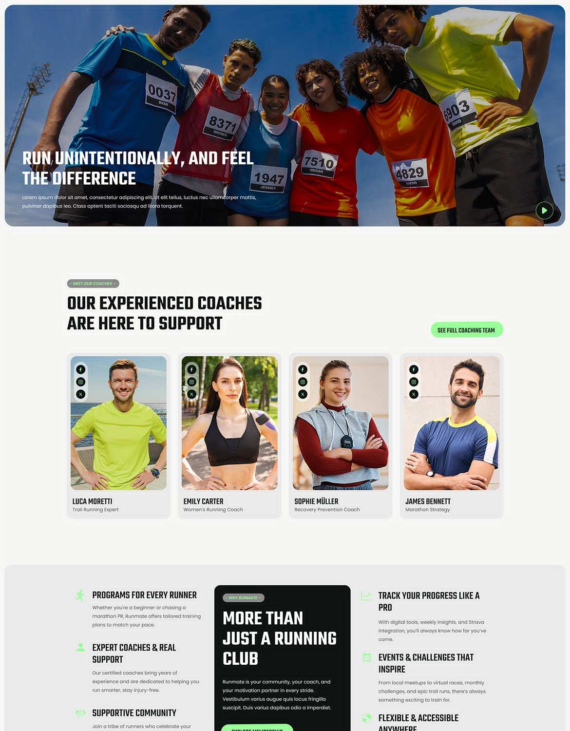 马拉松跑步俱乐部与运动网站UI模板 Runmate – Marathon Running Club & Sport插图2 马拉松跑步俱乐部与运动网站UI模板 Runmate - Marathon Running Club & Sport