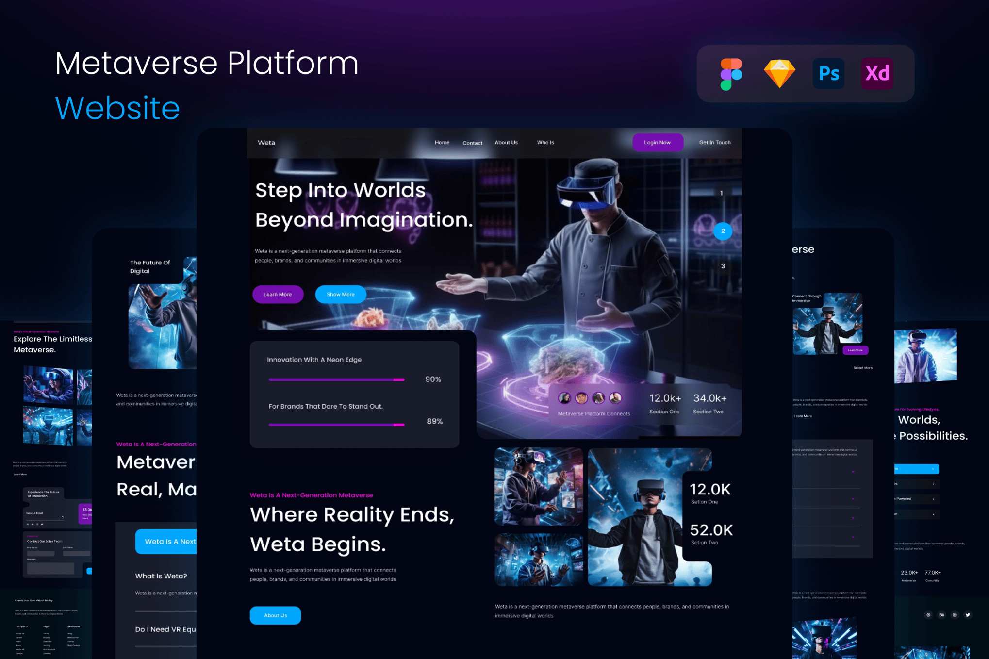 元宇宙平台3D主题网站UI设计模板 Weta – Metaverse Platform Website插图 元宇宙平台3D主题网站UI设计模板 Weta - Metaverse Platform Website