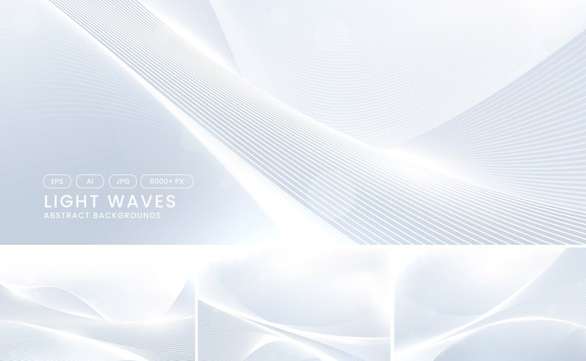 4款简约白色波浪背景 Minimal White Wave Background