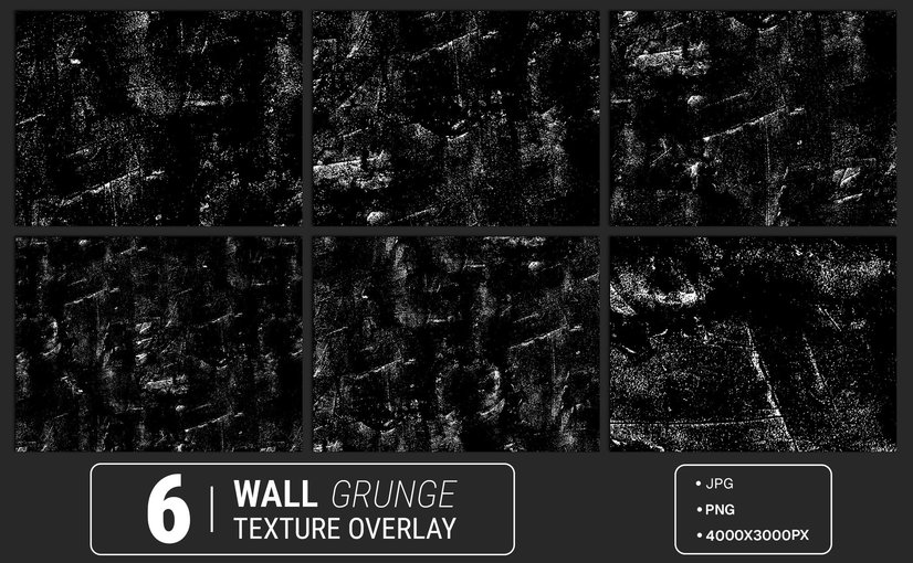 6款墙面污渍粗糙纹理叠加素材 Wall Grunge Texture Overlay