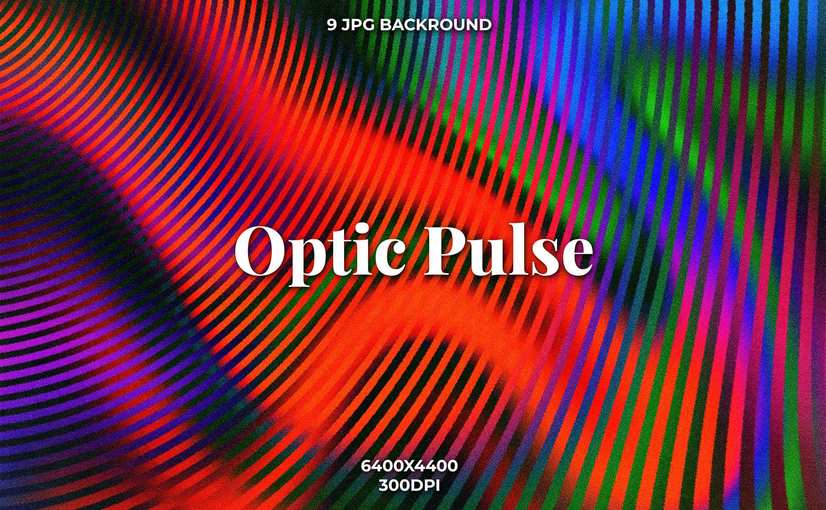 9款鲜艳渐变条纹背景 Optic Pulse Vivid Waveform Backgrounds