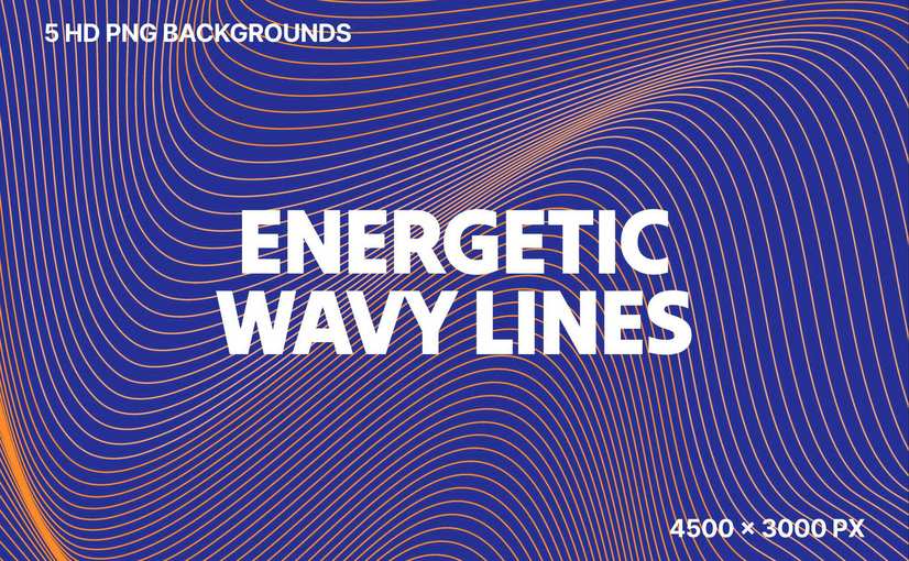 5款活力霓虹波浪线条背景 Energetic Vibrant Wavy Neon Lines