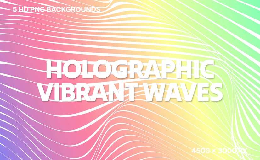 5款渐变梦幻全息波浪背景 Holo Vibrant Gradient Waves