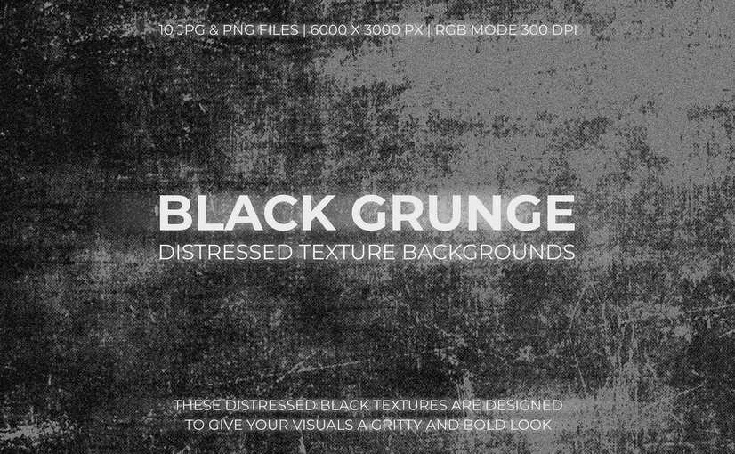 10款黑色污渍破损纹理背景 Black Grunge Distressed Texture Backgrounds