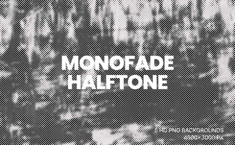5款单色褪色污渍半色调纹理背景 Monofade Grunge Halftone Background