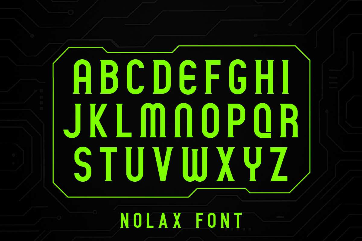 未来科技感电子风格字体 NOLAX – Futuristic Techno Typeface插图2 未来科技感电子风格字体 NOLAX – Futuristic Techno Typeface