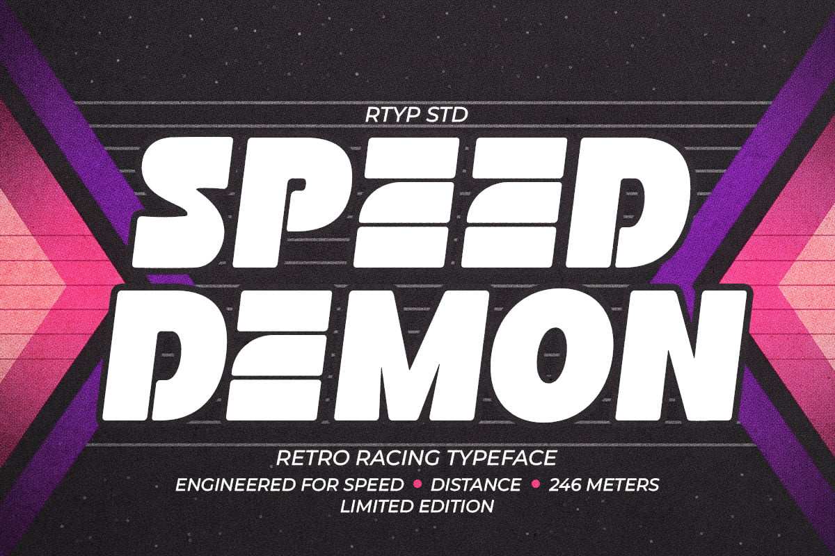 复古炫酷显示标题无衬线字体 Speed Demon Sans-Serif插图 复古炫酷显示标题无衬线字体 Speed Demon Sans-Serif