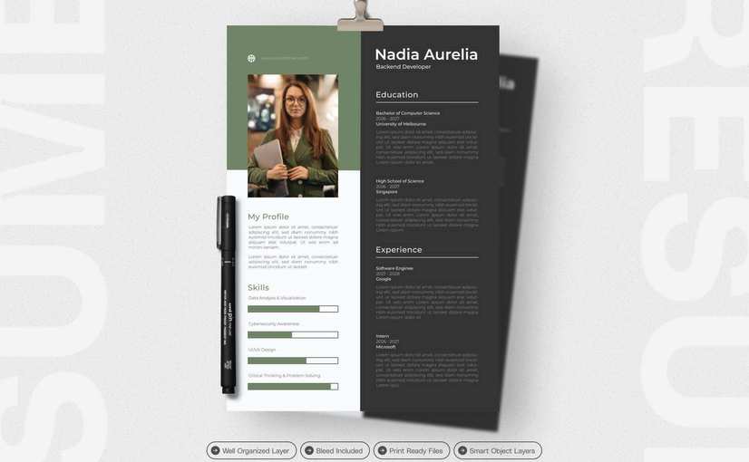 睿智深邃简历打印模板 Sage Deep – Resume Print Templates