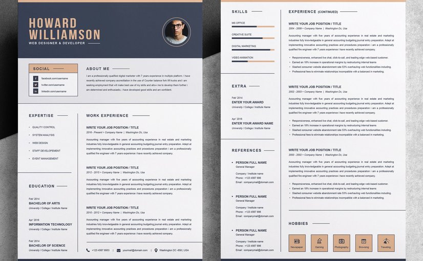 极简主义简历排版模板 Minimalist Resume Layout Print Templates