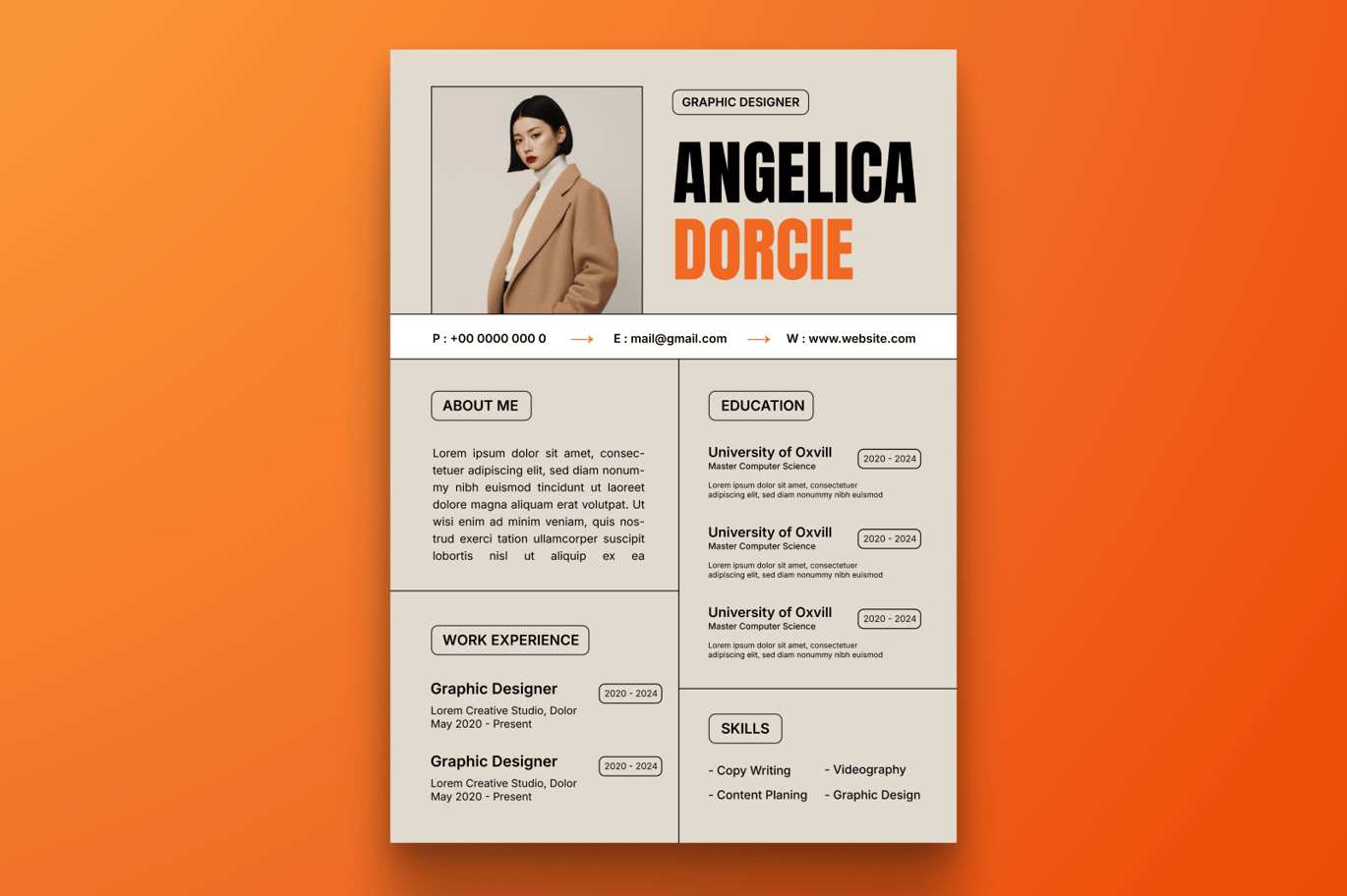 极简CV简历设计模板 Minimalist CV Resume Print Templates插图4 极简CV简历设计模板 Minimalist CV Resume Print Templates