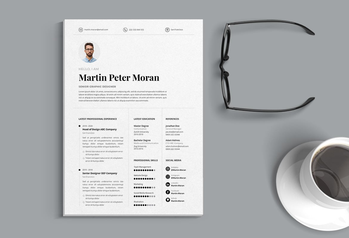 现代极简CV简历InDesign模板 Vol.39 Professional CV Resume InDesign Template Vol.39插图2 现代极简CV简历InDesign模板 Vol.39 Professional CV Resume InDesign Template Vol.39