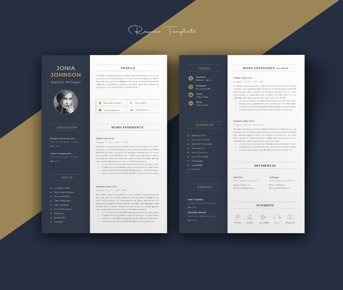 专业求职简历CV模板 Professional Resume Cv Print Templates插图3 专业求职简历CV模板 Professional Resume Cv Print Templates