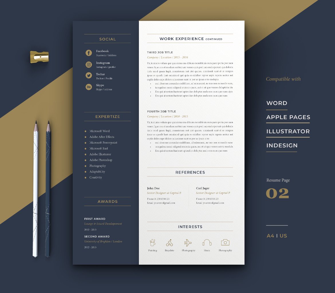 专业求职简历CV模板 Professional Resume Cv Print Templates插图4 专业求职简历CV模板 Professional Resume Cv Print Templates
