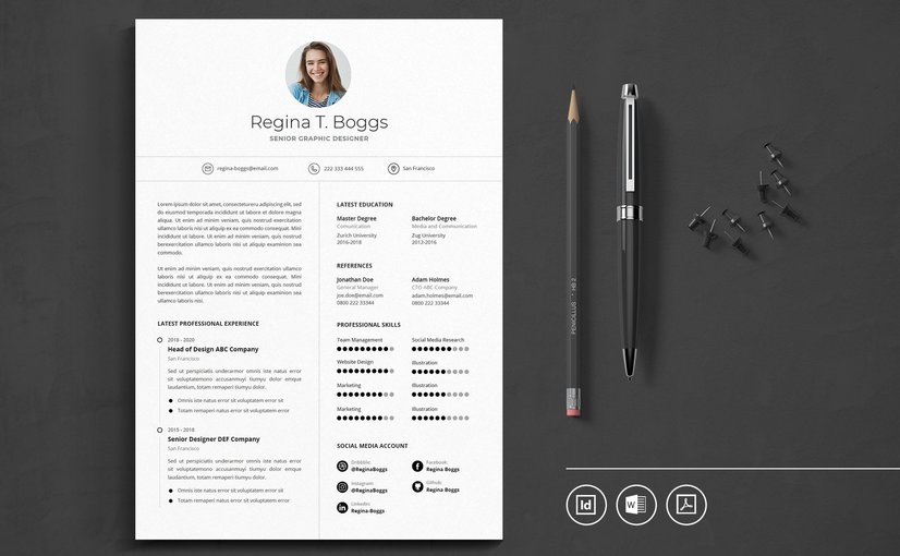 专业CV简历InDesign模板 Vol.43 Professional CV Resume InDesign Template Vol.43