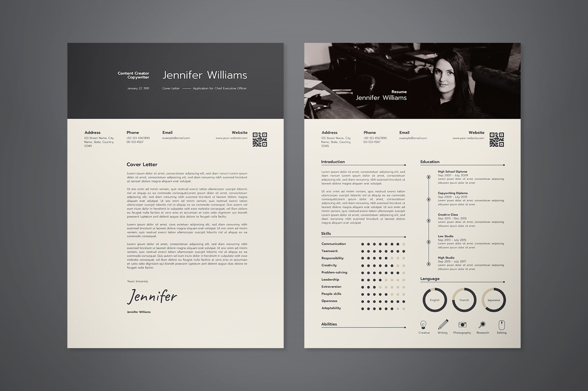 专业简历与求职信套装模板 Professional Resume & Cover Letter Print Templates插图 专业简历与求职信套装模板 Professional Resume & Cover Letter Print Templates
