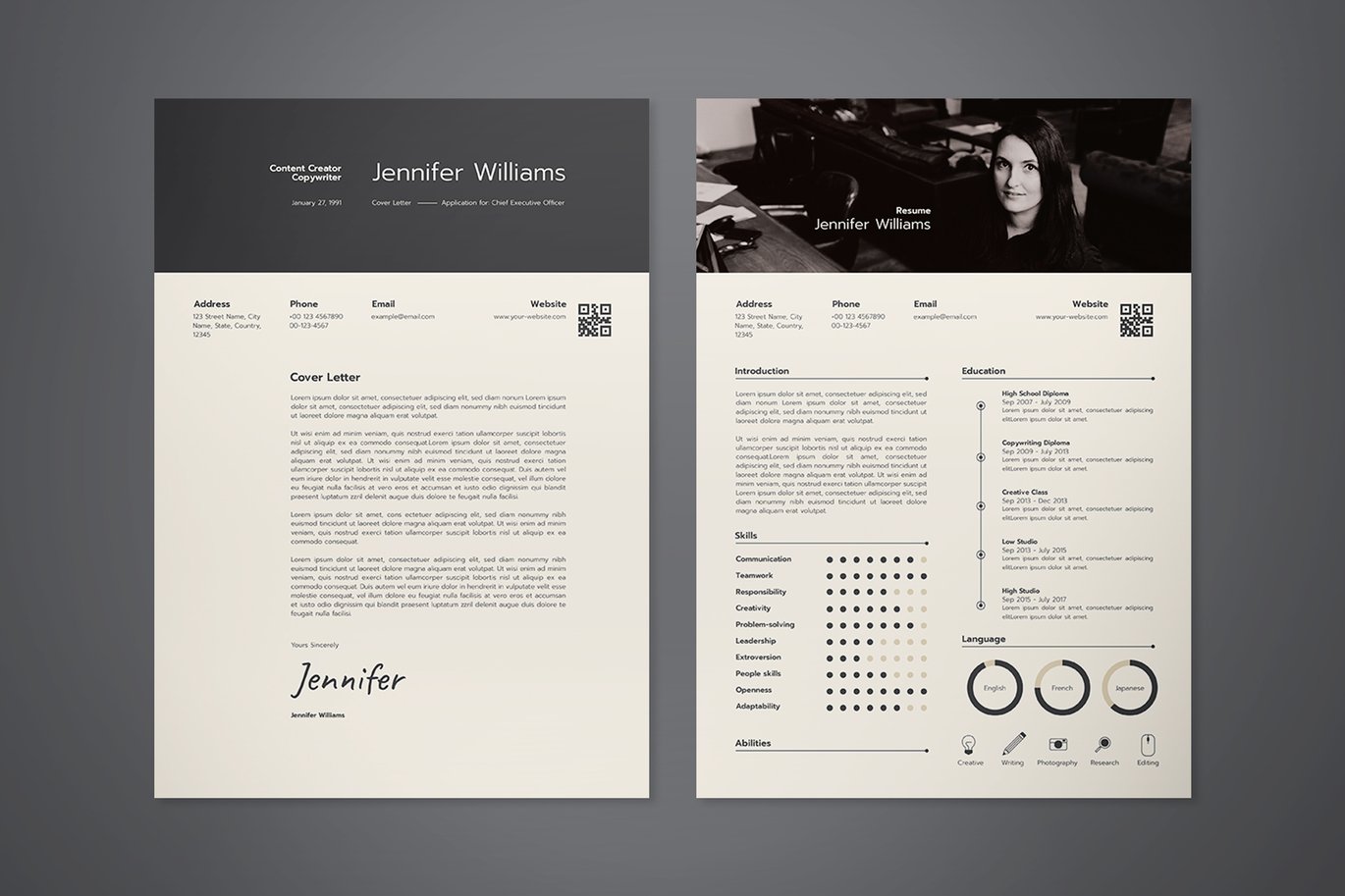 专业简历与求职信套装模板 Professional Resume & Cover Letter Print Templates插图1 专业简历与求职信套装模板 Professional Resume & Cover Letter Print Templates