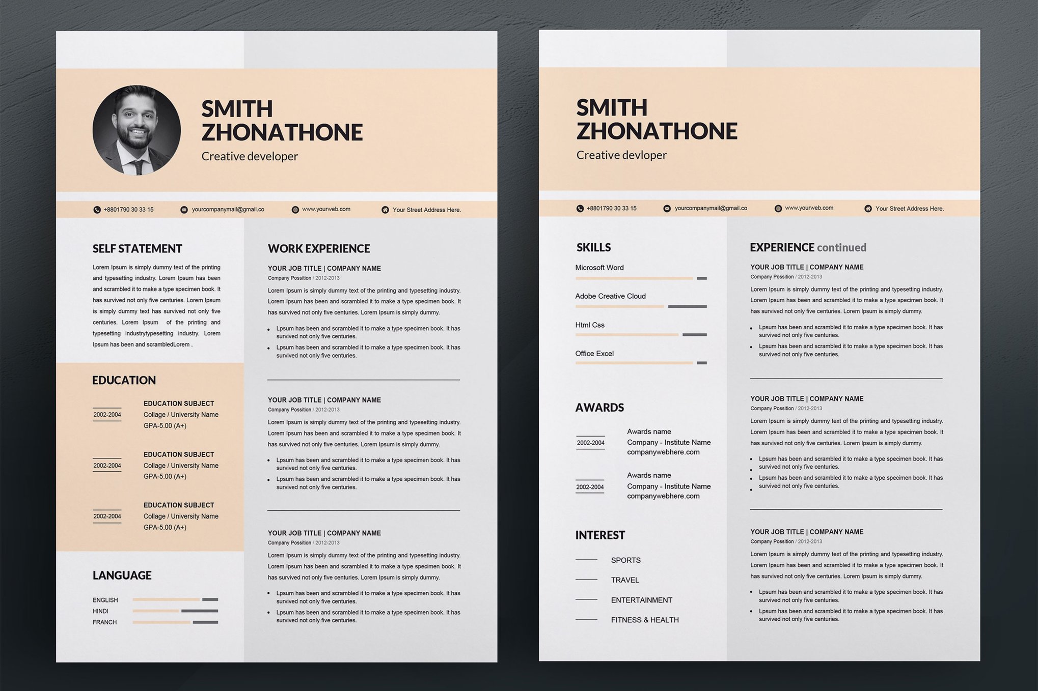 专业CV履历表模板 Professional CV Template Print Templates插图 专业CV履历表模板 Professional CV Template Print Templates