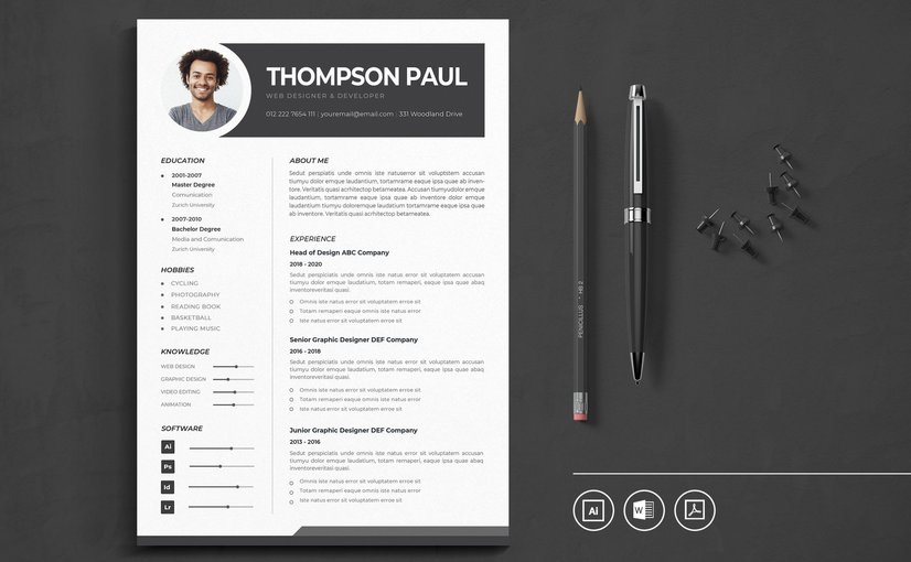 现代简约CV简历模板 Vol.1 Professional CV Resume Illustration Template Vol.1