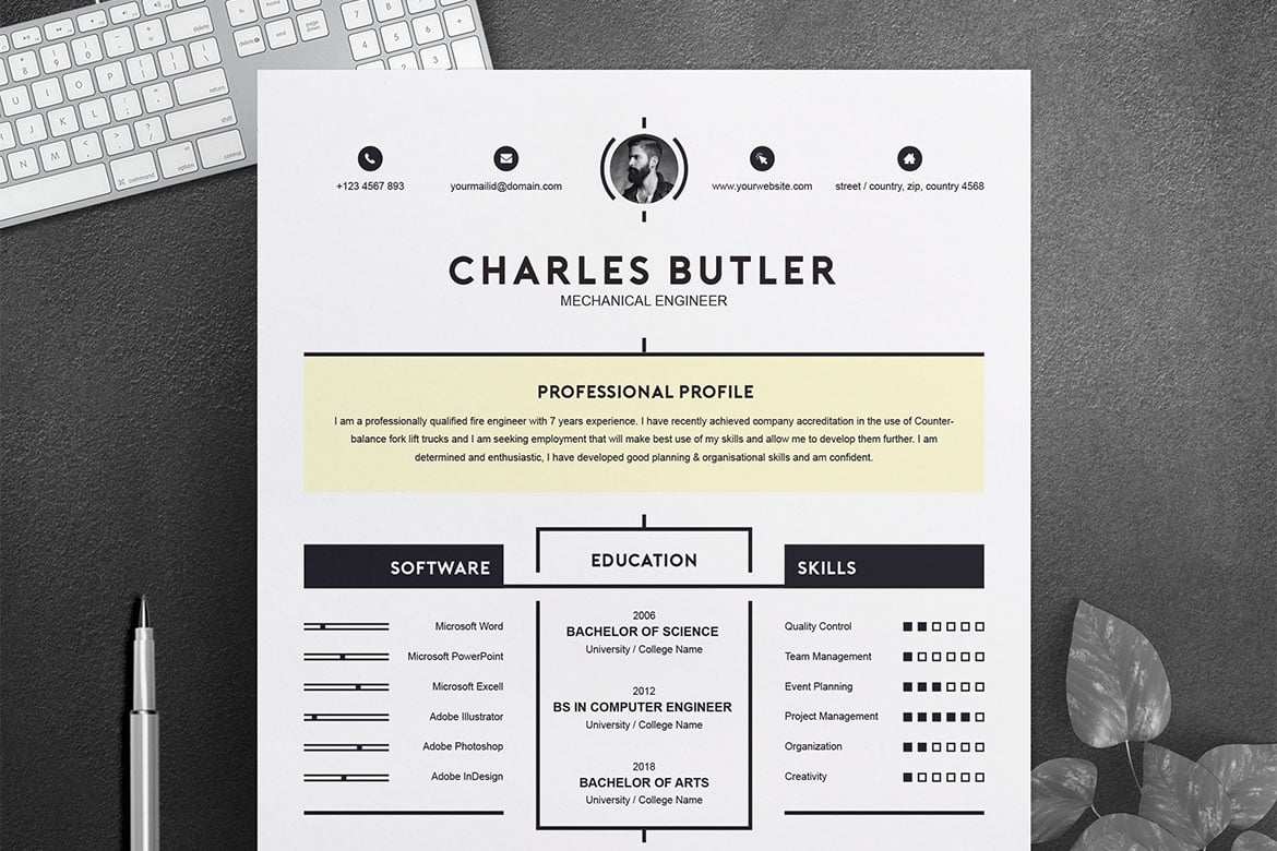 专业简洁简历设计模板 Professional & Clean Resume Design Template插图1 专业简洁简历设计模板 Professional & Clean Resume Design Template